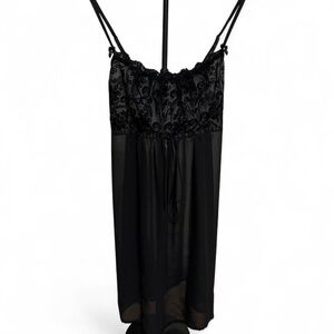 Linea Donatella Black Sheer Lace Chemise